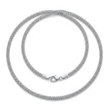 Italian-made 925 sterling silver rope chain with intertwined spiral links, mirror-polished finish and spring-ring clasp.
