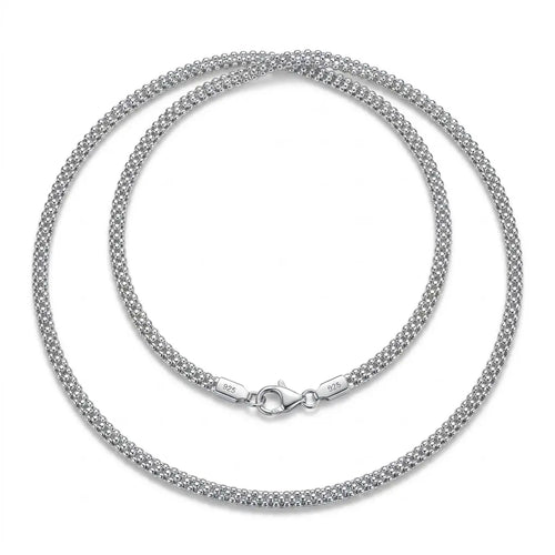 Italian-made 925 sterling silver rope chain with intertwined spiral links, mirror-polished finish and spring-ring clasp.