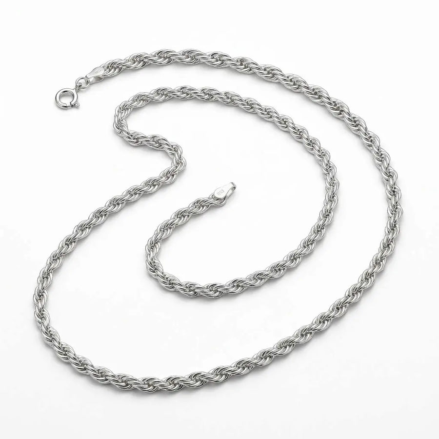 Italian 925 sterling silver Rope chain, 24 in · 3.5 mm, Luna Dura Dubai