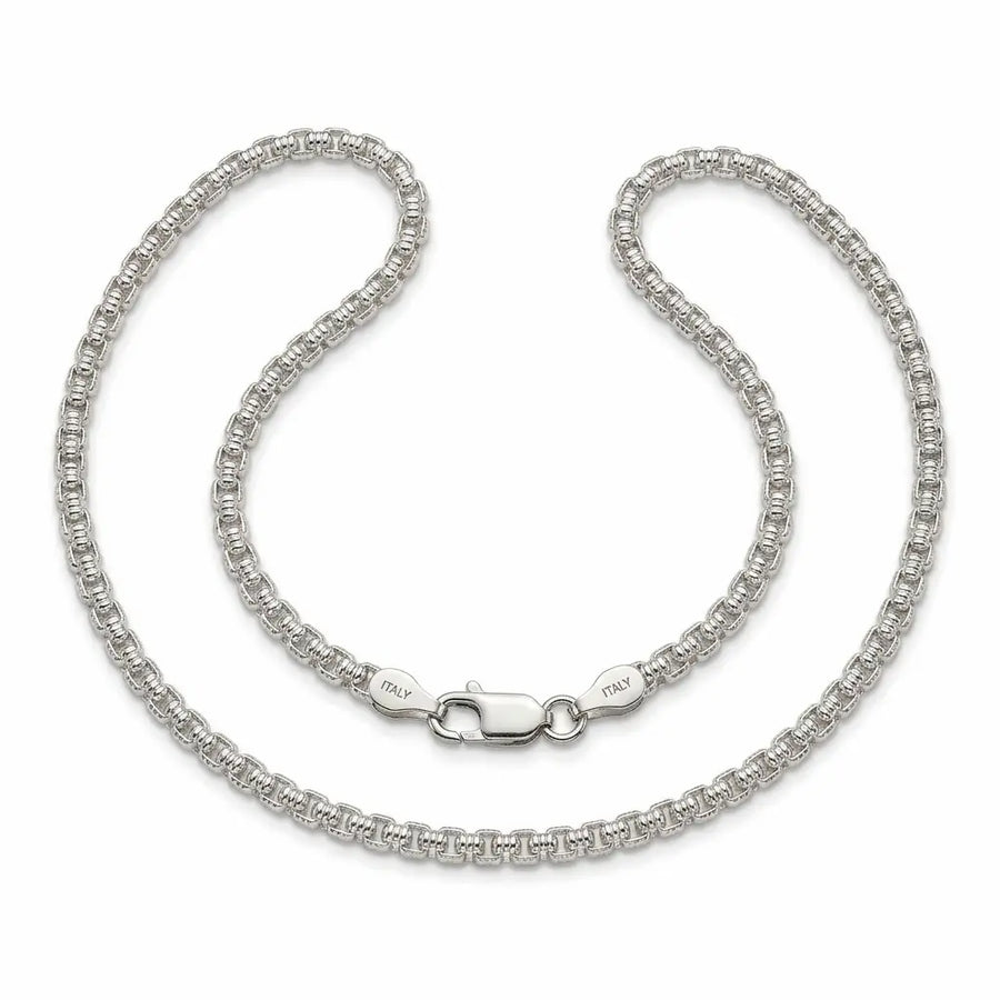 Italian 925 sterling silver Textured round box chain, 20 in · 3.5 mm, Luna Dura Dubai