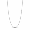 Rhodium-plated 925 sterling silver fine rope chain with intertwined links and a lobster clasp on white.
