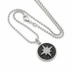 Angled view of the 925 silver Polaris necklace showing the delicate beaded chain and secure clasp for fine jewelry designs online.