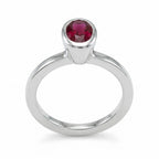 lab created ring 925 silver shown from alternate angle highlighting oval shape and clean stackable silver ring profile