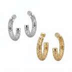Convertible lattice hoop and stud earrings in sterling silver and gold plating with cubic zirconia, available in Dubai.