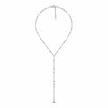 Italian 925 sterling silver lariat Y necklace with a 60 cm beaded chain, geometric bar and 15 cm drop.