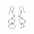 Abstract cascading loop drop earrings in 925 sterling silver on white background, 16x46mm Dubai