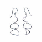 Abstract cascading loop drop earrings in 925 sterling silver on white background, 16x46mm Dubai