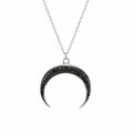 925 sterling silver lunula crescent necklace with black CZ pave, Dubai