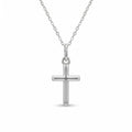 Minimalist 925 sterling silver cross necklace with plain rounded Latin cross and mini rolo chain.