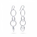 Multi-circle drop earrings in rhodium-plated sterling silver featuring a twisted-wire center ring, available in Dubai.