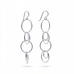 Multi-circle drop earrings in rhodium-plated sterling silver featuring a twisted-wire center ring, available in Dubai.