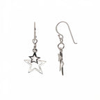 925 sterling silver open-outline double star drop earrings featuring shepherd hooks, available for delivery in Dubai.