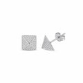 Angled view of pyramid stud in 925 silver showing push-back butterfly clasp and post