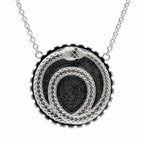 Silver enamel ouroboros snake necklace in 925 sterling silver with a black cubic-zirconia eye, handcrafted in Dubai.