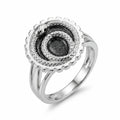Charcoal silver enamel ouroboros snake signet ring in 925 sterling silver with a black cubic-zirconia eye, Dubai.