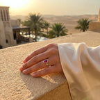 silver ring birthstone styled in Dubai lifestyle setting suitable for everyday jewelry and gifting occasions