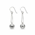 Sphere drop earrings in 925 sterling silver with double box chain in dubai, front view on white background