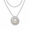 925 sterling silver spiral halo pearl pendant on popcorn chain, white background, Dubai