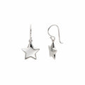 Puffed star drop earrings in 925 sterling silver with mirror-polish finish, front and side view on white background UAE 