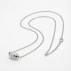 Stardust pavé CZ bead necklace in 925 sterling silver on white background, lobster clasp and cable chain visible