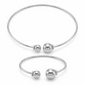 Buy the elegant 925 sterling silver choker and bangle set featuring pave cz stones on a clean white background.