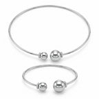 Buy the elegant 925 sterling silver choker and bangle set featuring pave cz stones on a clean white background.