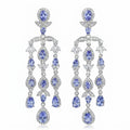 Tanzanite chandelier earrings in rhodium-plated 925 silver with cubic zirconia accents, Luna Dura Dubai.