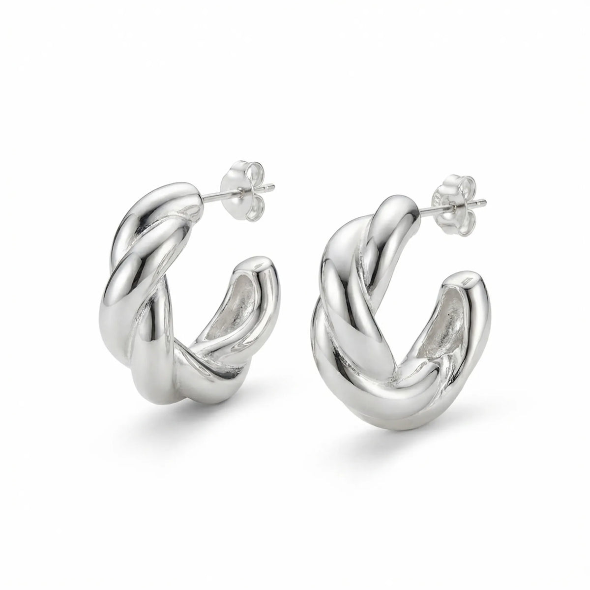 Twisted Hoop Earrings — Sculptural 925 Silver | Luna Dura – LUNA DURA
