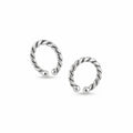 Pair of twisted rope ear cuffs in oxidized 925 sterling silver with ball ends, isolated on white background UAE