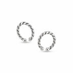 Pair of twisted rope ear cuffs in oxidized 925 sterling silver with ball ends, isolated on white background UAE